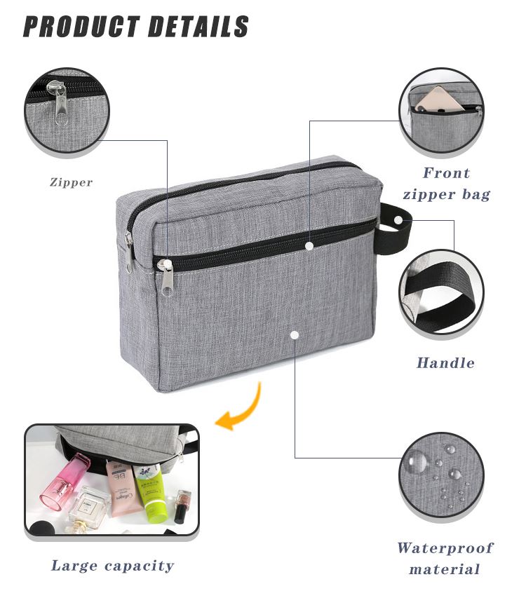 grey make up bag